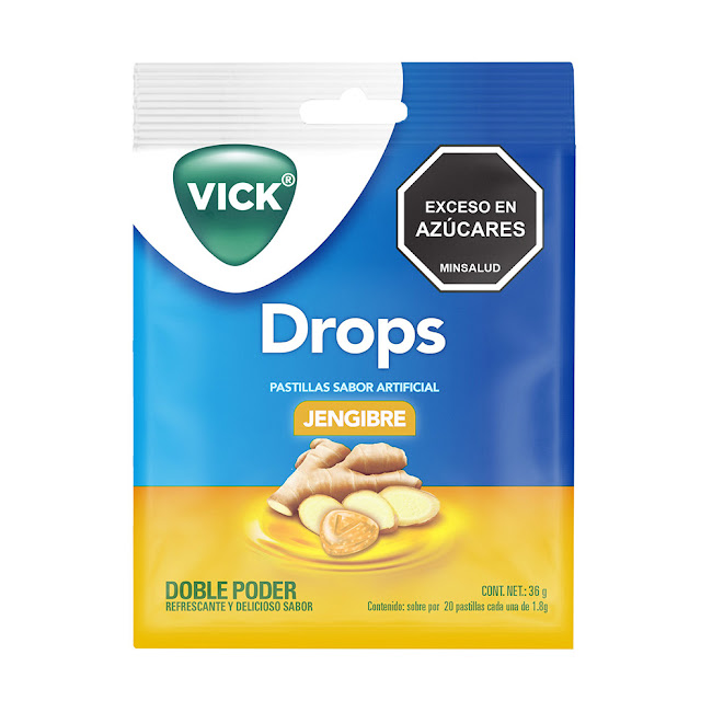 Pastillas Vick Drops Sabor Jengibre Refresca P&G Sobres x 20 und  