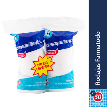 Pomos Desmaquillantes Farmatodo Rodajas x 2 paquetes de 50 und  