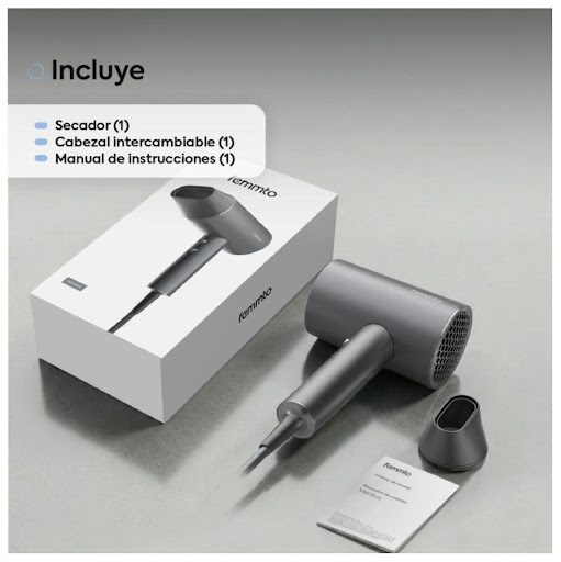 Secador para Cabello Femmto Femmto Caja x 1 Secador de cabello con potente flujo de aire que permite un secado rápido, uniforme y eficiente. Su diseño liviano y compacto brinda mayor comodidad para el uso diario, ideal para lograr resultados ti