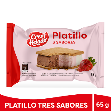 Helado Crem Helado   Platillo Vainilla Fresa Chocolate X65g 