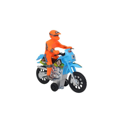 Moto Racing Cross Country Friccion Bolsa Plasticos Asociados  x 1 Es un juguete dinámico y resistente, fabricado en plástico de alta calidad. Diseñada con un mecanismo de fricción, esta moto permite realizar movimientos rápidos y emocionantes, ideal para recrear esc