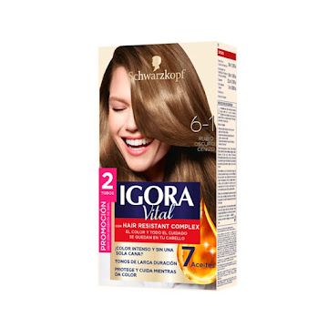 Tinte Igora Vital 6-1 Rubio Oscuro Cenizo Caja x 1 und  