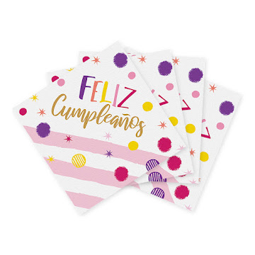 Servilleta Sempertex Pequeña Feliz Cumpleaños Fiesta Destellos x 16 und  