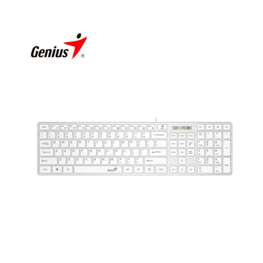 Teclado Genius slimStar 126,SP,USB,WHITE GENIUS Caja de Carton x 1 Und El Teclado Genius slimStar 126,SP,USB,WHITE está diseñado para ofrecer una experiencia superior en cada uso. Fabricado con materiales resistentes, combina rendimiento, durabilidad y un diseño atractiv