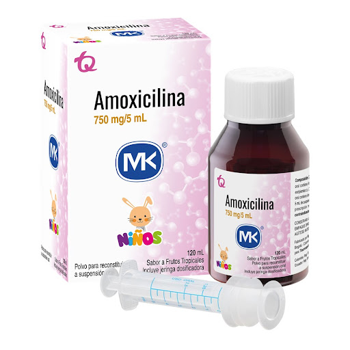 Amoxicilina Niños   750mg/5ml Mk Sabor Frutos Tropicales Frasco x 120 ml