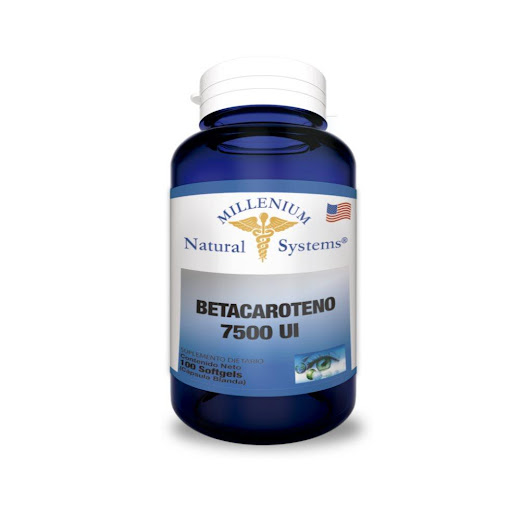 BETACAROTENO 7.500 UI X 100 Natural Systems Frasco x 100 El Betacaroteno es útil en el mantenimiento de una piel sana, previniendo la resequedad y el envejecimiento prematuro. Contribuye al mantenimiento de la visión en condiciones normales. ESTE PRODUCTO E
