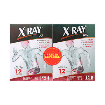 X-Ray Dol Acetaminofén + Naproxeno + Cafeína 250mg/220mg/65mg Pack x 24 Tabletas  