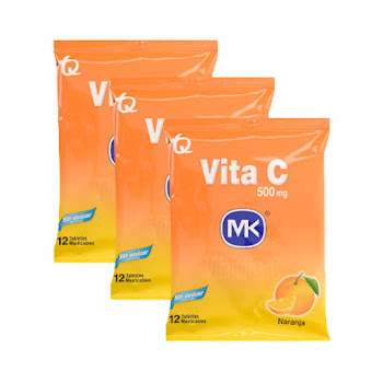 Vita C Vitamina C 500 mg Naranja Bolsa MK x 36 Tabletas  