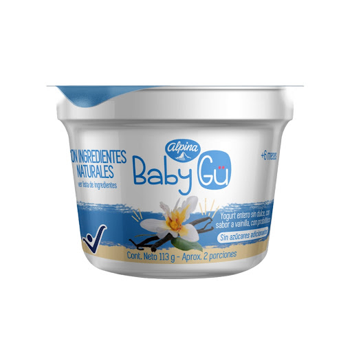Yogurt Natural Baby Gu Alpina Sabor A Vainilla +6meses Sin Azúcar x 113 gr