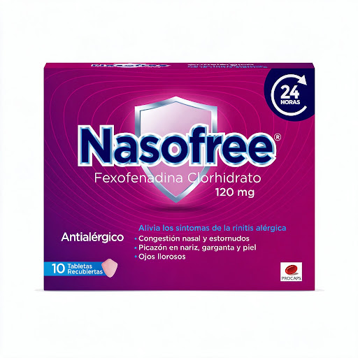 Nasofree Fexofenadina Clorhidrato 120 mg Procaps Caja x 10 Tabletas