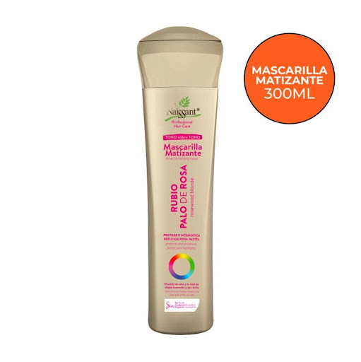 MASCARILLA MATIZANTE NAISSANT RUBIO PALO ROSA 300ML NAISSANT ENVASE 300ML x 1 La mascarilla matizante Palo de Rosa de Naissant aporta color, eliminando los tonos naranjas y amarillos, rescatando el color rosa de tu tintura por más tiempo, gracias a su fórmula enriquecida en nut