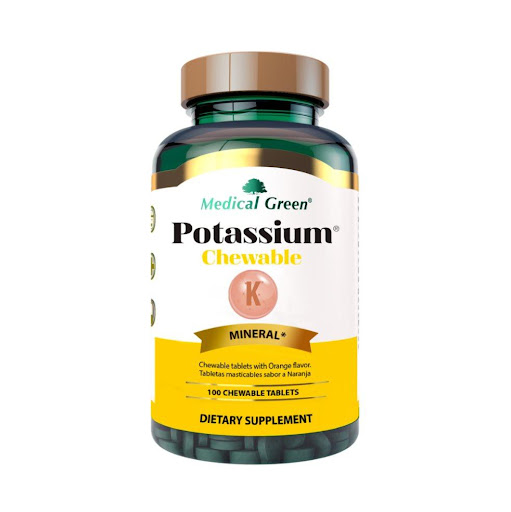 POTASSIUM X 100 TABLETAS MASTICABLES  MEDICAL GREEN  TARRO x 100 TABLETAS MASTICABLES  