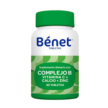 Complejo B Vitamina B1 + Vitamina B2 + Vitamina B6 1,5mg/1,7mg/2mg Benet Frasco x 60 Tabletas  
