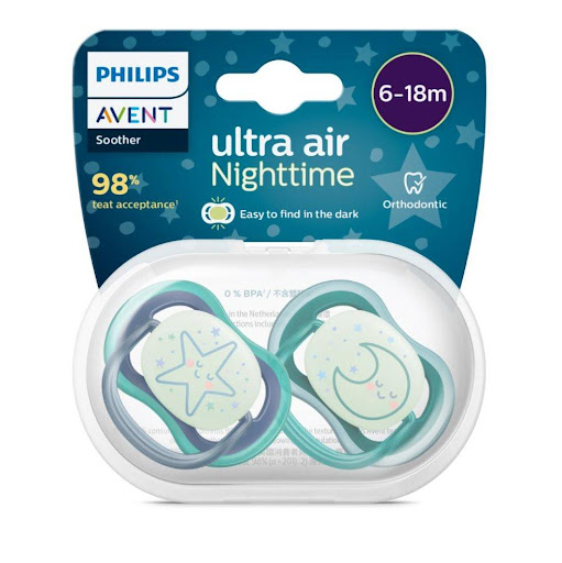 Chupo Entretención Ultra Air Nighttime 6-18 meses X2 Niño Philips Avent Blister x 2 undefined