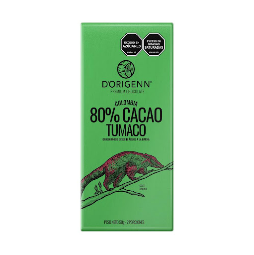 BARRA DE CHOCOLATE DORIGENN 80% TUMACO 50 GRM D-ORIGENN CAJA x 1 Chocolate Premium en diferentes % de cacao que te otorgan una gran variedad de notas, sabores y aromas distintivos de cada región