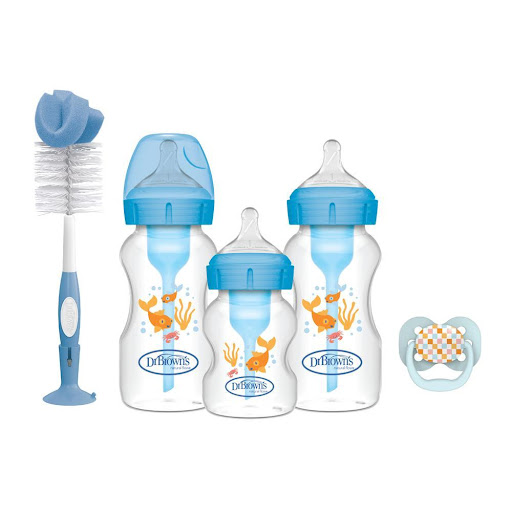 Teteros Cepillo Y Chupo Dr Brown's Set De Regalo Recien Nacido Azul Dr Browns Unidad x 1 Este completo set de regalo está compuesto de teteros Options+, un tetero diferente a los demás por su sistema de ventilación interna que evita que el niño ingiera aire al alimentarse, esto  disminuye