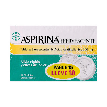 Aspirina Efervescente Ácido Acetisalicílico 500 mg Bayer Pague 15 Lleve 18  