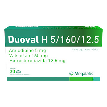 Duoval H Amlodipino + Valsartán + Hidroclorotizida 5mg/160mg/12,5mg Garmish Caja x 30 Comprimidos  