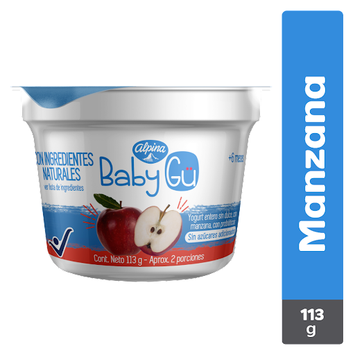 Yogurt Natural Baby Gu Alpina Sabor Manzana +6meses Sin Azúcar X 113gr