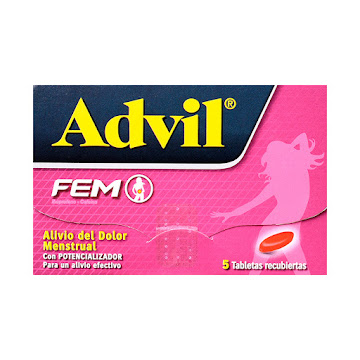 Advil Fem Ibuprofeno + Cafeína 400mg/65 mg  Haleon Caja x 5 Cápsulas  