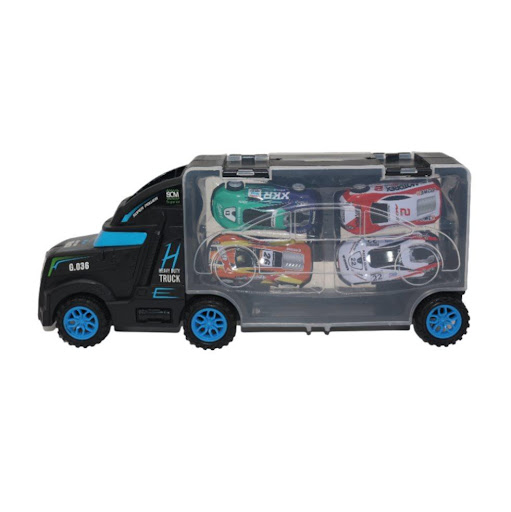 Tractomula Carrier Con Carros Caja Plasticos Asociados  x 1 Es un juguete versátil y resistente, fabricado en plástico de alta calidad. Incluye una tractomula con diseño detallado y varios carros adicionales, ideales para transportar y organizar. Su presentaci