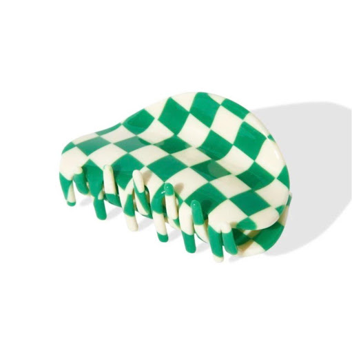 Gancho Cuadros Verde Caiman para Cabello NEON X 1 Und NEON 1 unidad x 1 Gancho tipo caimán grande con diseño de checkers cuadros verdes y blancos, ideal para sujetar el cabello con estilo y firmeza.
