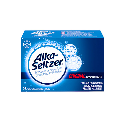 Alkaseltzer Original Ácido Acetilsalicílico + Ácido Cítrico 324mg/1000mg Bayer Caja x 14 Tabletas