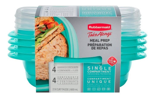 Set De Envases Takealongs Rubbermaid 686 Ml (Turquesa Claro) x4 RUBBERMAID Caja x 4 DESCRIPCIÓN DEL PRODUCTOLos recipientes Rubbermaid® TakeAlongs® Meal Prep están diseñados para ayudarlo a preparar, almacenar y recalentar comidas con facilidad. Diseñados con materiales livianos de a