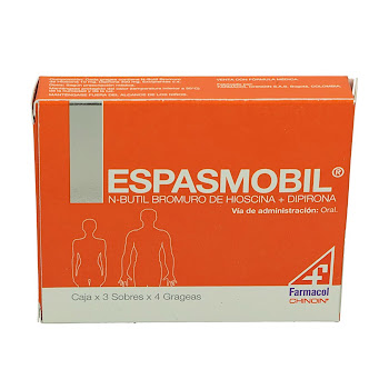 Espasmobil Bromuro de Hioscina + Dipirona 300mg/10mg Farmacol Caja x 3 Sobres  
