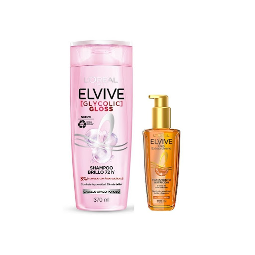 Combo Shampoo Elvive Glicólico x 370 ml + Tratamiento Elvive Óleo Extraordinario x 100 ml