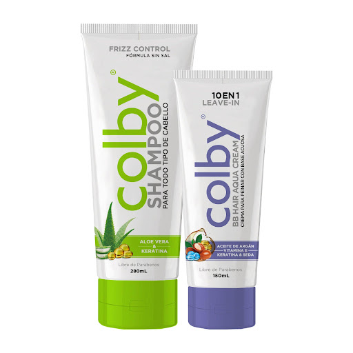 Oferta Precio Especial Colby  Shampoo + BB Cream Colby Frasco x 2 Brinda limpieza profunda y delicada para todo tipo de cabello, sus componentes hacen de Shampoo un excelente aliado. El Aloe Vera protege la cobertura de la piel cabelluda mientras nutre e hidrata el 