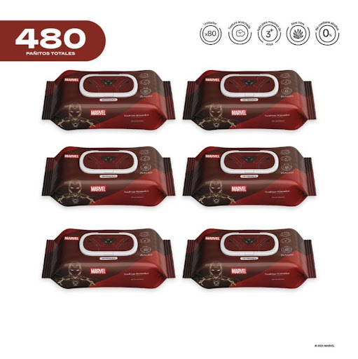 Pack x6 Pañitos Húmedos Marvel Cosmos Iron Man CMS COSMOS Flow-Packs x 80 Unidades undefined