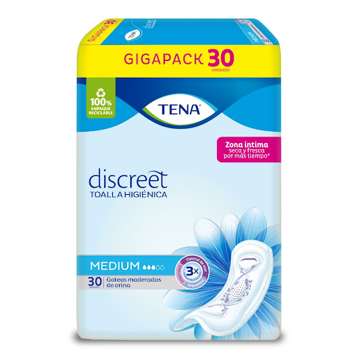 Toallas Higiénicas Tena Discreet Medium Paquete x 30 und