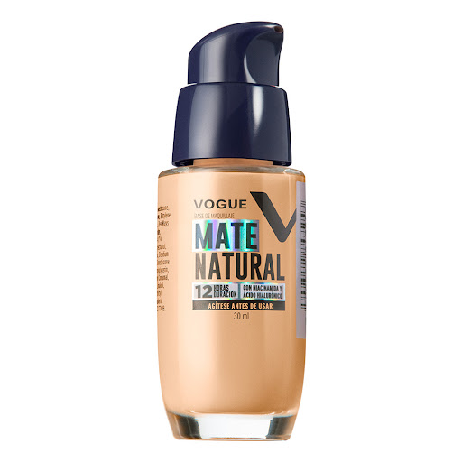 Base Líquida Vogue Mate Natural Tono Glamour En Vidrio x 30 ml