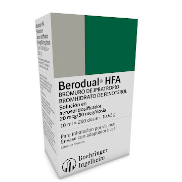 Berodual HFA Bromuro de Ipratropio + Fenoterol 20mcg/50mcg Boehringer Inhalador x 200 Dosis  