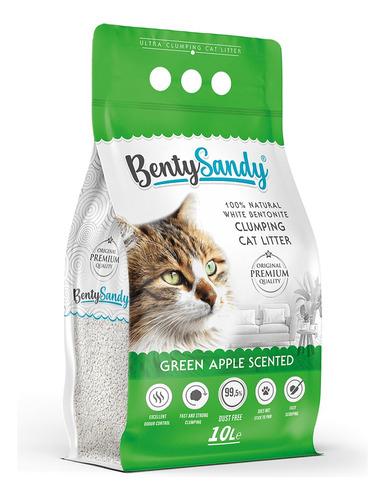 Arena Para Gatos Bentysandy Ultra Absorbente Y Ultra Aglomerante 100% Bentonita 10L/ 8,7Kg (Manzana Verde) BentySandy Papeleta x 1 La arena para gato BentySandy llega a la vanguardia con aromas o sin aroma para neutralizar los olores y el líquido directamente en contacto con la arena, lo que facilita la recolección. Proporciona 1