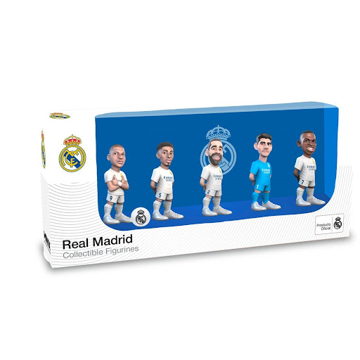 Minix Figura Coleccionable Pack 5 Real Madrid 7 cms MINIX Caja x 5 El pack coleccionable MINIX de 5 figuras del Real Madrid V4 es perfecto para los fanáticos del fútbol y del club. Cada figura está hecha de PVC de alta calidad, con estructura rígida y acabados detall