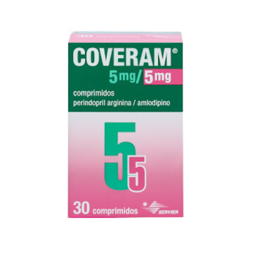 Coveram Servier Perindopril Arginina + Amlodipino 5mg/5mg Caja x 30 Comprimidos