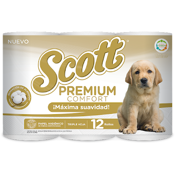 Papel Higiénico Scott   Premium Comfort x 12 Rollos 