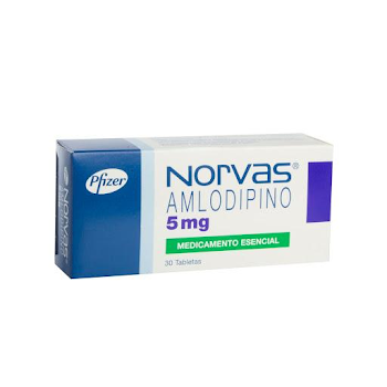 NORVAS 5mg Tabletas Caja x30Tab. PFIZER Amlodipino                      
