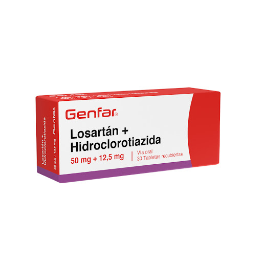 Losartan 50mg +   Hidroclorotiazida 12.5mg Genfar Caja x 30 Tabletas
