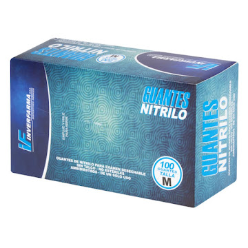 Guante Inverfarma Examen Nitrilo Azul Talla M Caja x 100 und  