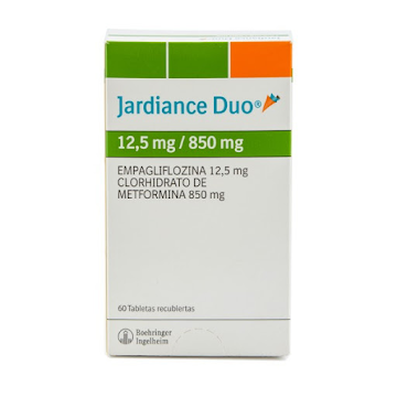 Jardiance Duo Empagliflozina + Metformina 12.5mg/850mg Boehringer Caja x 60 Tabletas  