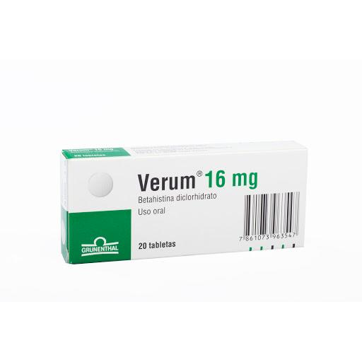 Verum Betahistina Diclorhidrato 16 mg Grunenthal Caja x 20 Tabletas