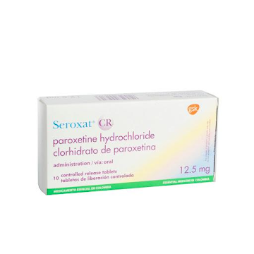 Seroxat CR Clorhidrato de Paroxetina 12.5mg Gsk Caja x 10 Tabletas  