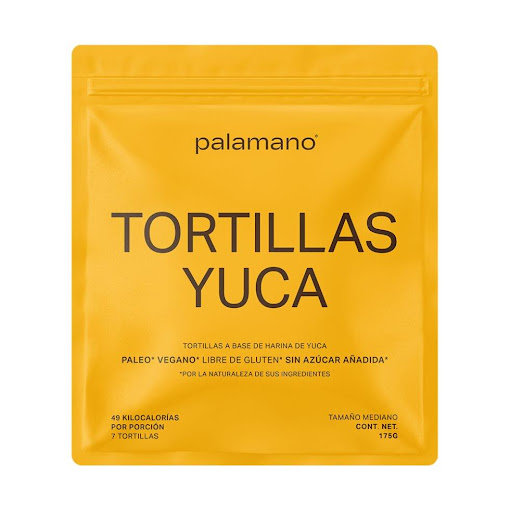 Tortillas de Yuca  Palamano Snacks Tamaño M x 7 und Las tortillas de yuca son perfectas para tus tacos favoritos, con los ingredientes que te puedas imaginar. Son flexibles, hechas con ingredientes reales y listas para acompañarte en todas tus recetas.