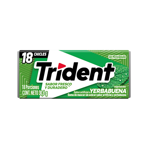 Chicle Trident Yerbabuena Paquete x 30.6 gr