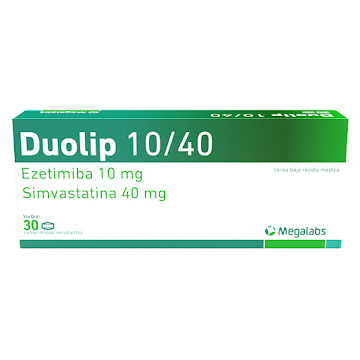 Duolip Ezetimiba + Simvastatina 10mg/40mg Megalabs Caja x 30 Comprimidos  