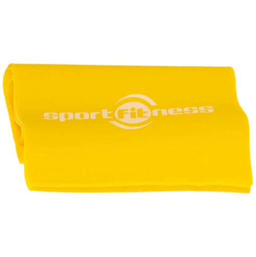 071338 BANDA AMARILLA SPORT FITNESS X 1 METRO Sport Fitness Individual x 1 metro Banda elástica de resistencia baja, ideal para ejercicios de fortalecimiento, rehabilitación y estiramientos. Su material de látex garantiza elasticidad y durabilidad, permitiendo un entrenamiento pro