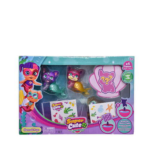Mascotas Super Cute Sirenas Super Cute Caja x 1 Las Super Cute Little Babies difunden como valor principal el trabajo en equipo. La unión de las 5 consigue solventar todos los inconvenientes que les surgen. Además, los niños y niñas
